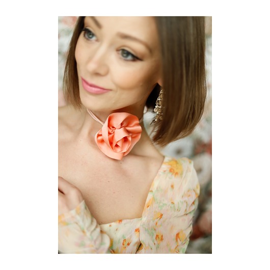 chokery Jedwabny brzoskwiniowy choker