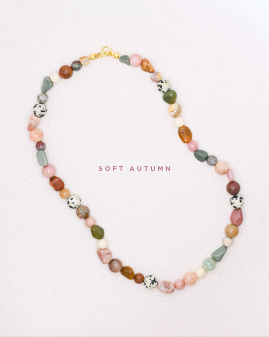 chokery SOFT AUTUMN Naszyjnik RHEI z kamieni naturalnych dla zgaszonej jesieni