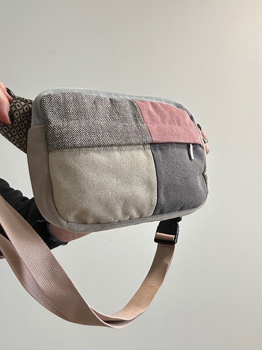 saszetka nerka Nerka patchworkowa czerwony brąz