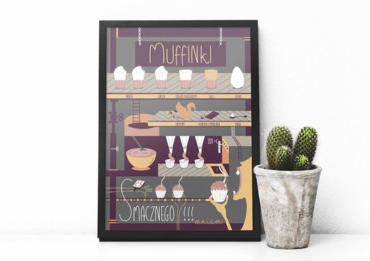 Muffinki - plakat A3/B2 Justyna Mioduszewska