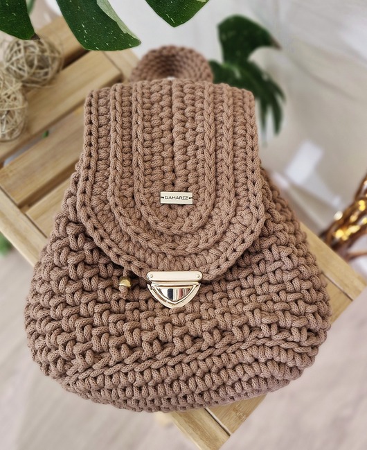 plecaki Plecak damski ze sznurka Troper - Mocha Mousse