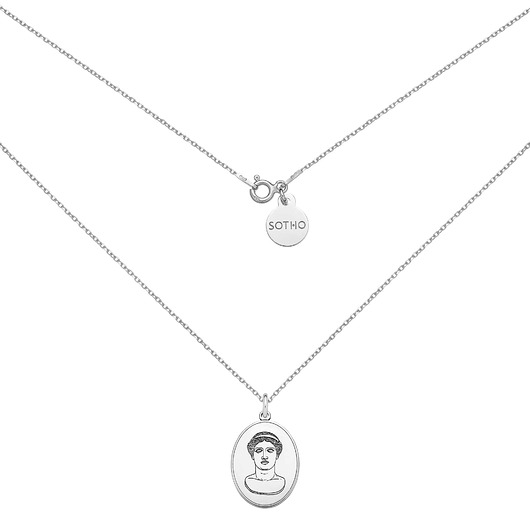 srebrne naszyjniki Srebrny medalion z boginią Herą