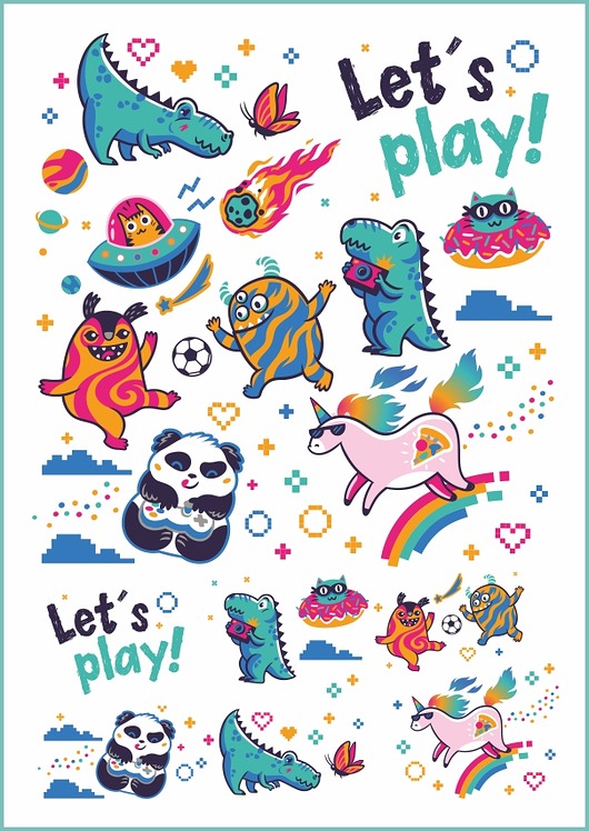 tatuaże zmywalne, tymczasowe Tatuaż tymczasowy "Let's play"