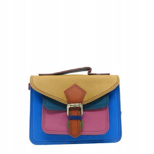 torby na ramię Torebka damska skórzana listonoszka kolorowa rączka regulowany pasek OLIVKA