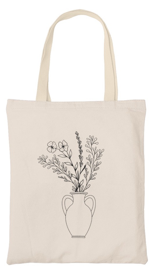 torby na zakupy Torba kwiaty rośliny line art natura bukiet