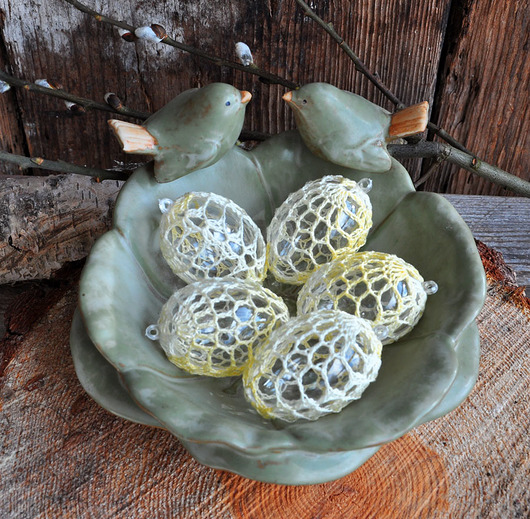 jajka wielkanocne Koronkowe pisanki 5szt z zawieszkami