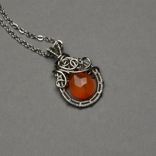 wisiory Wisiorek pomarańczowy karneol wire wrapping