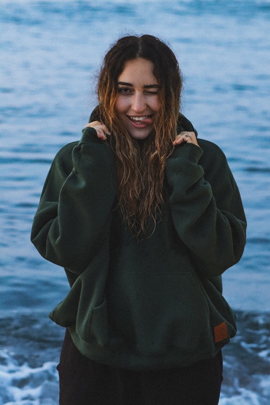 bluza z kapturem damska HOODIE Bottle Green Oversize