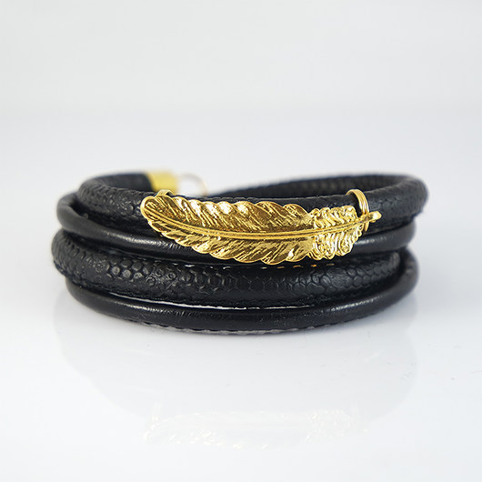 bransoletki - inne Złote piórko - bransoletka - owijana