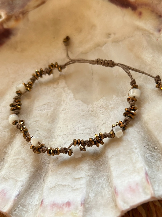 bransoletki z kamieni naturalnych Golden - bransoletka z hematytów i Masy perłowej