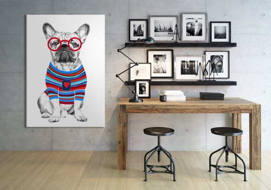 OBRAZ NA PŁÓTNIE - 70x100 BULLDOG HIPSTER NOWdeco