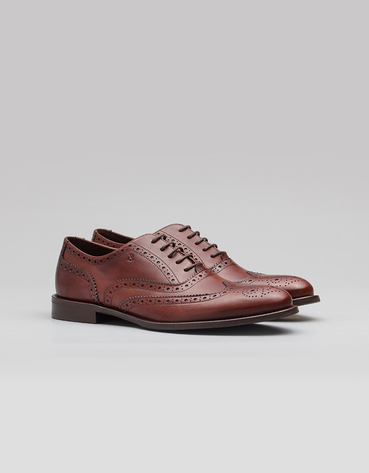 buty męskie Jasnobrązowe buty męskie brogsy b003 sznurowane