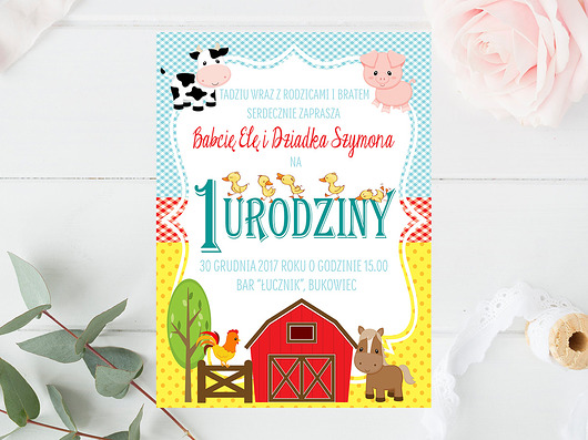Zaproszenie na urodziny Wesoła Farma REZERWACJA Retro Feelings
