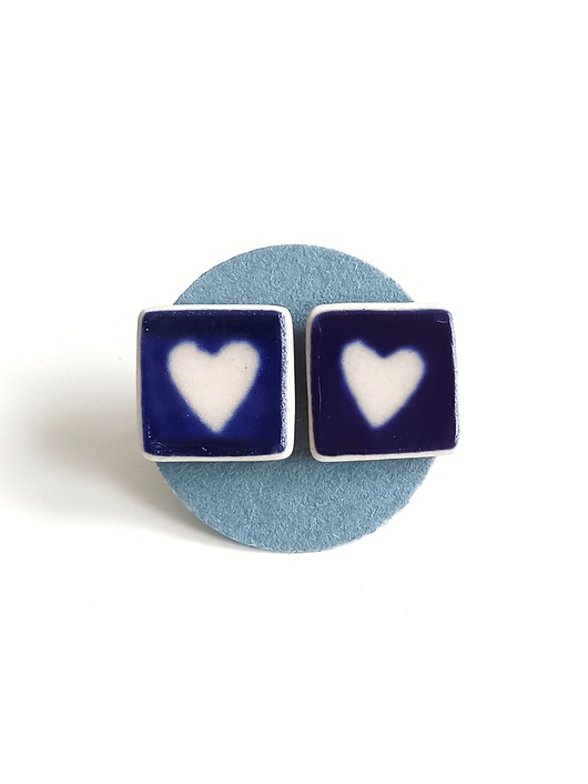 kolczyki ceramiczne Kolczyki ceramiczne Bolesławiec serduszka