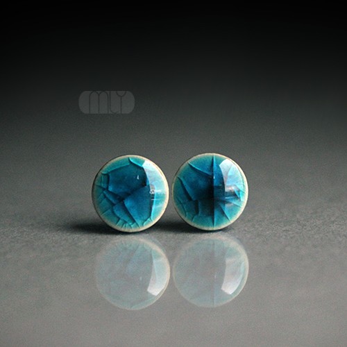 kolczyki ceramiczne Małe Spękane 6mm/stal chirurgiczna/