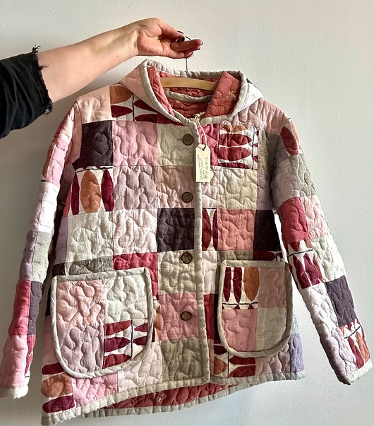 kurtki damskie Kurtka patchworkowa lniana z kapturem