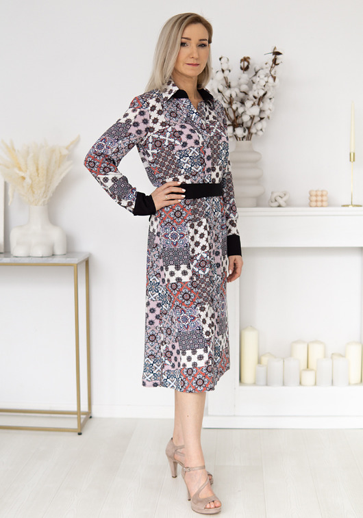 sukienki midi damskie Sukienka Patchwork