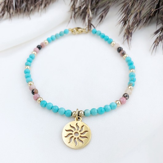bransoletki z kamieni naturalnych Bransoletka Little Luck turkus rodonit