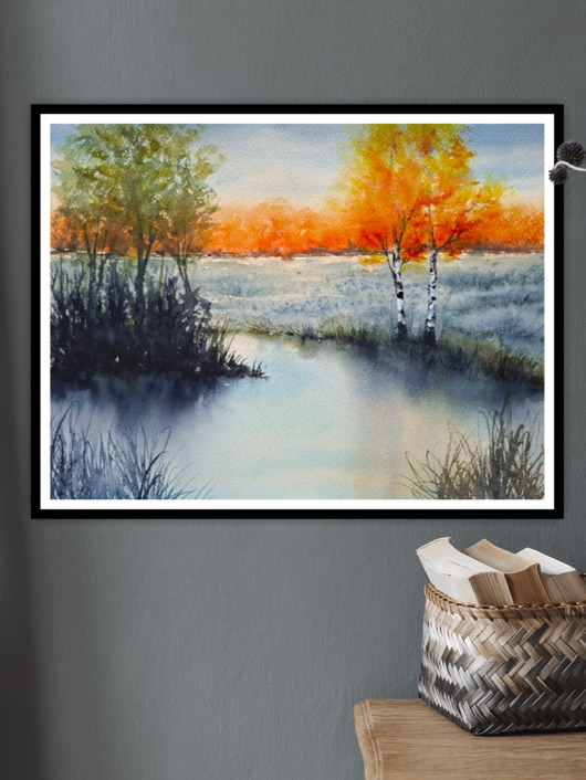 obrazy Obraz  akwarela "Samotne brzozy" 40x30 cm