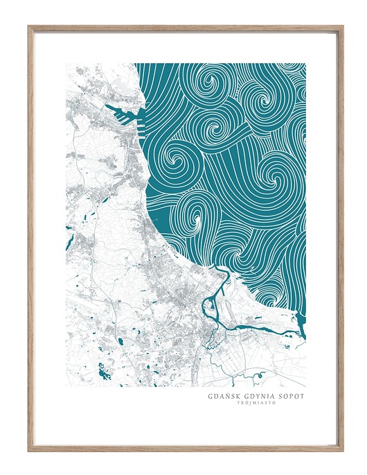 plakaty TRÓJMIASTO Gdańsk Gdynia Sopot / plakat mapa