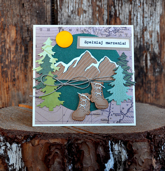 kartki scrapbooking Kartka z górami