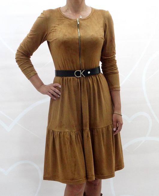 sukienki midi damskie SUKIENKA ZAMSZOWA CARMEL BOHO  r34-56