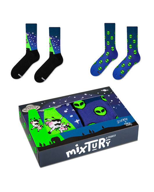 skarpetki męskie Zestaw zabawnych skarpetek w ufoludki - mixTURY UFO