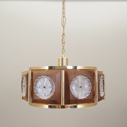 lampy wiszące Żyrandol mosiężny, duński design, lata 70, produkcja: Dania