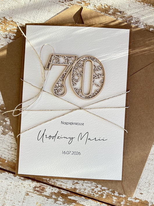 kartki scrapbooking Wyjątkowa personalizowana kartka ręcznie robiona na 70 urodziny
