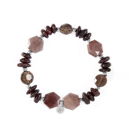 bransoletki z kamieni naturalnych Bransoletka w bordowo brązowej tonacji - Wersja Srebrna