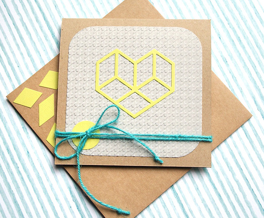 kartka ślubna :: modern heart :: lime & grey kaktusia