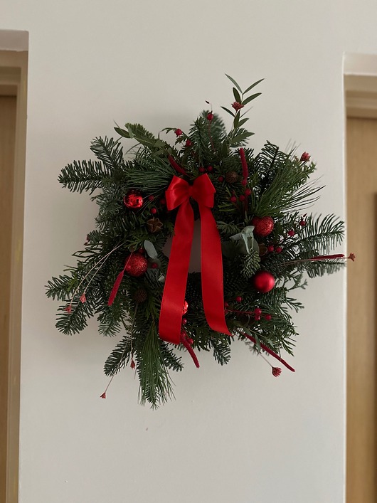 wianki bożonarodzeniowe Wianek naturalny czerwień