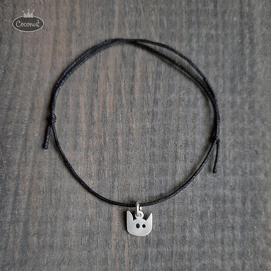 bransoletki na sznurku Bransoletka KITKU srebrny kotek charms