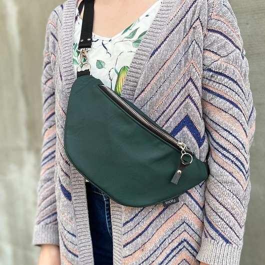 Zielona nerka syntetyczna skóra sacky bag