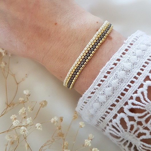 bransoletka różowo-szara LEI handmade 