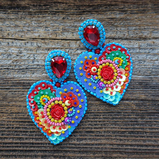 kolczyki soutache Kolekcja Frida - kolczyki kolorowe serca