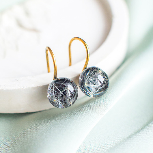 kolczyki z żywicy Kolczyki z rzęsek dmuchawca