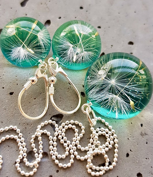 zestaw-dmuchawce w żywicy Grol Jewellery