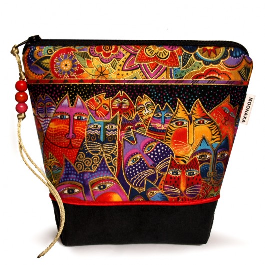 kosmetyczka - złocone koty Laurel Burch - czarna MOONAXA