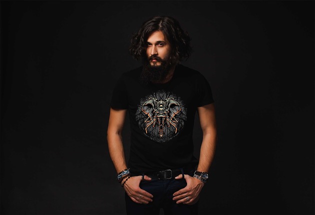 t-shirty męskie Koszulka organiczna z nadrukiem Samurai elephant
