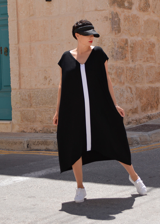 sukienki midi damskie New T U N I K A  M A X I  BLACK