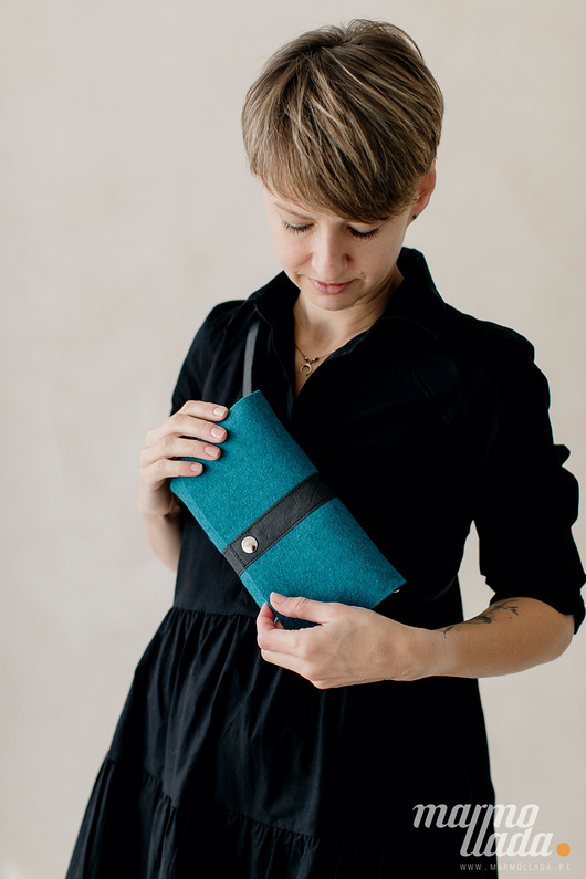 saszetka nerka Marmollada - torebka filcowa mała TURKUS + c