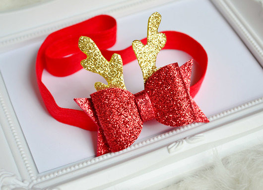 Opaska do włosów kokarda Renifer rogi FairyBows