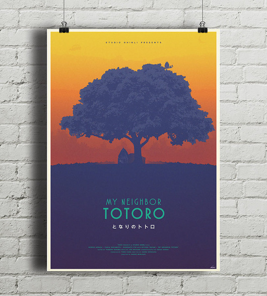 Totoro - Ghibli - plakat 50x70 cm minimalmill