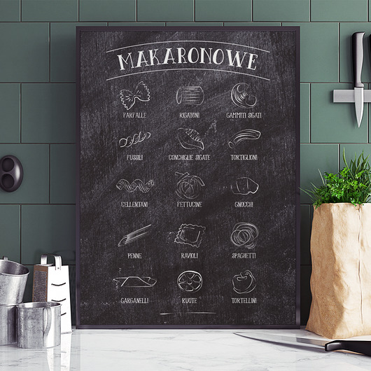 PLAKAT DO KUCHNI MAKARONY P101 ciemny Yoko Design