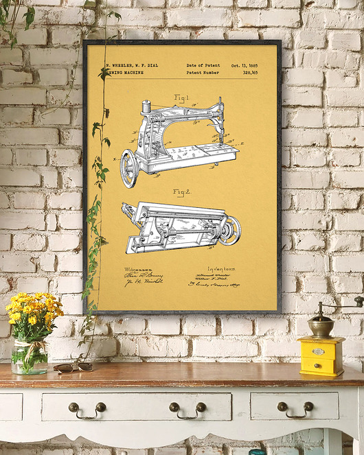 plakaty Plakat Maszyna do szycia - patent - rysunek techniczny