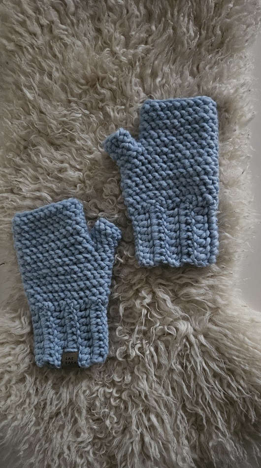 rękawiczki damskie Błękitne Mitenki jesienno/zimowe