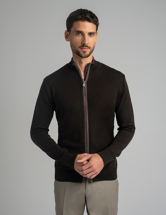 swetry męskie Sweter rozpinany casazza brązowy