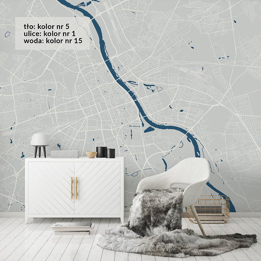 tapety i naklejki ścienne WARSZAWA - tapeta na wymiar - mapa na ścianę