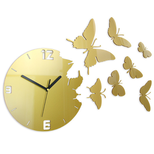 Zegar ścienny Motyle - Metalic Gold - PREMIUM ModernClock